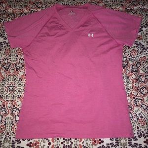 Under Armour v neck t shirt pink heat gear